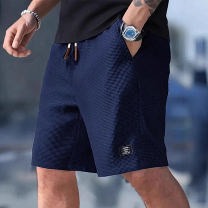 Men's Textured Shorts with Drawstring Waist and Pockets