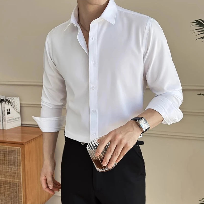 Men's Long Sleeve Button Down Shirt with Spread Collar