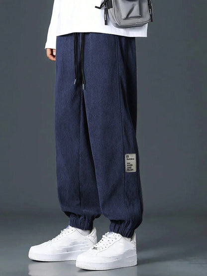 Men's Loose Fit Trousers with Elasticated Cuffed Waist