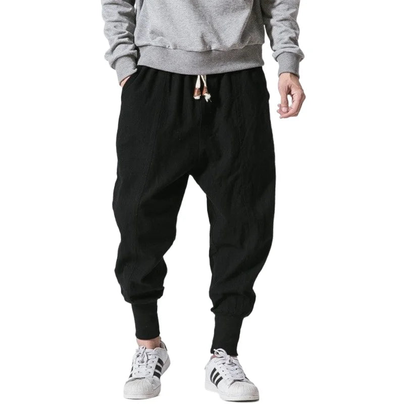 Men's Harem Joggers Loose Fit Drawstring Elasticated Cuffs