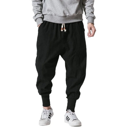 Men's Harem Joggers Loose Fit Drawstring Elasticated Cuffs