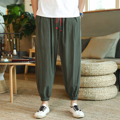 Men's Harem Joggers Loose Fit Cargo Pockets Drawstring Waist