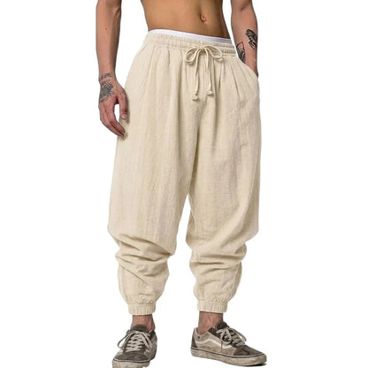 Men's Harem Joggers with Drawstring Waist and Cuffed Legs