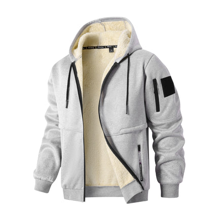 Men's Fleece Lined Hooded Jacket – Full Zip Warm Winter Coat with Pockets