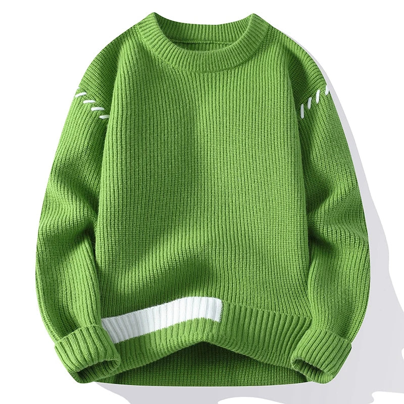 Men's Ribbed Knit Jumper with Contrast Stitch Details