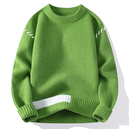 Men's Ribbed Knit Jumper with Contrast Stitch Details