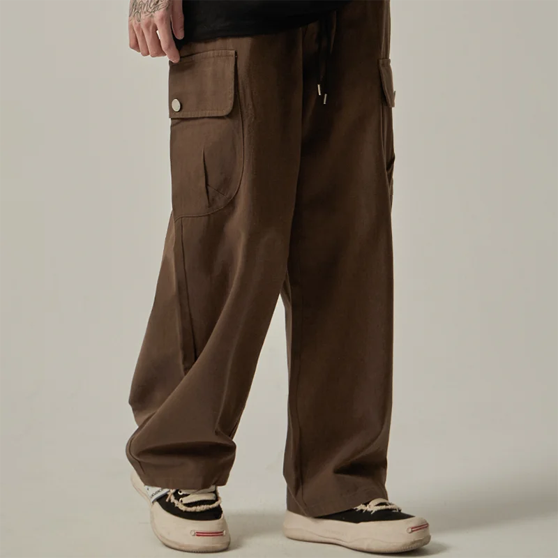 Men's Loose Fit Cargo Trousers with Drawstring Waist