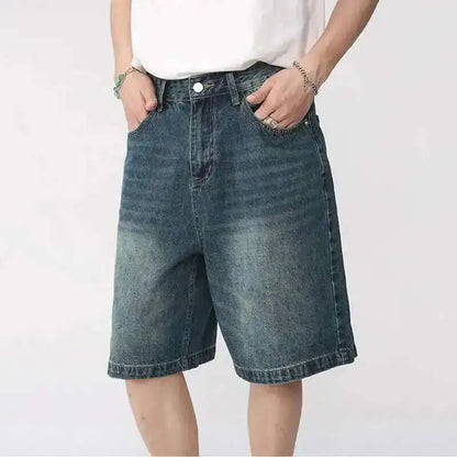Men's Denim Shorts with Five Pocket Design