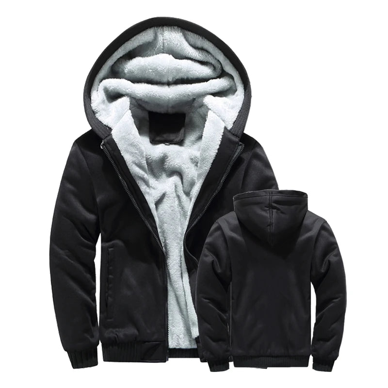 Men's Hooded Jacket – Plush Lined Full Zip Front Long Sleeve Outerwear