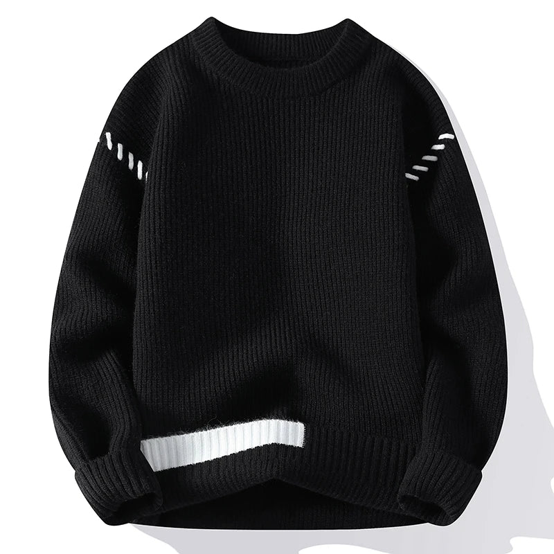 Men's Ribbed Knit Jumper with Contrast Stitch Details