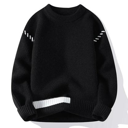 Men's Ribbed Knit Jumper with Contrast Stitch Details