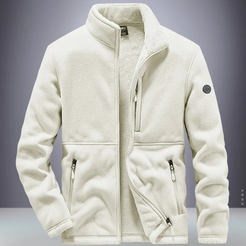 Men's Fleece Jacket – Full Zip Front Stand Collar Long Sleeve Outerwear