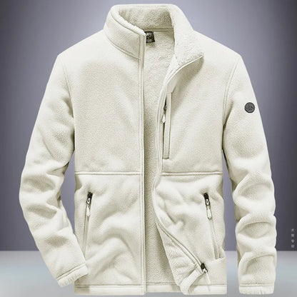 Men's Fleece Jacket – Full Zip Front Stand Collar Long Sleeve Outerwear
