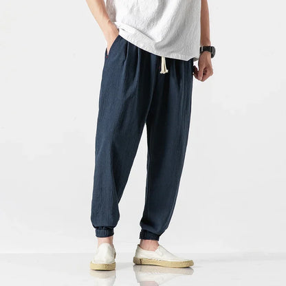 Men's Tapered Joggers with Elasticated Waist and Cuffed Hems