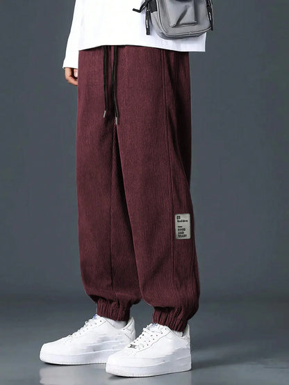 Men's Loose Fit Trousers with Elasticated Cuffed Waist