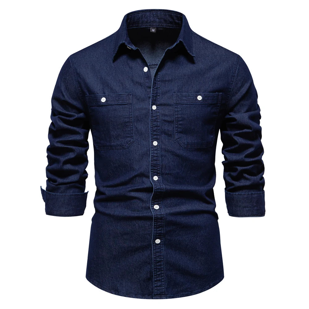 Men's Long Sleeve Button Down Shirt with Chest Pockets