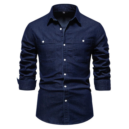 Men's Long Sleeve Button Down Shirt with Chest Pockets