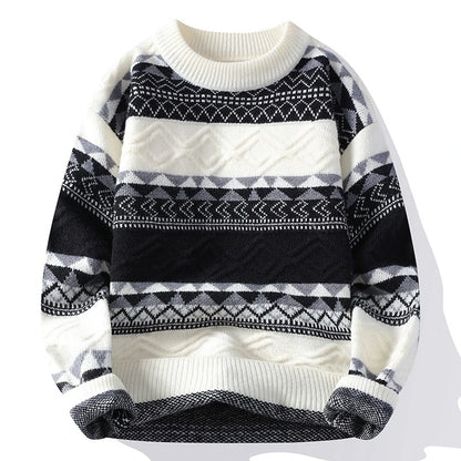 Men's Fair Isle Knit Jumper with Crew Neck Pattern