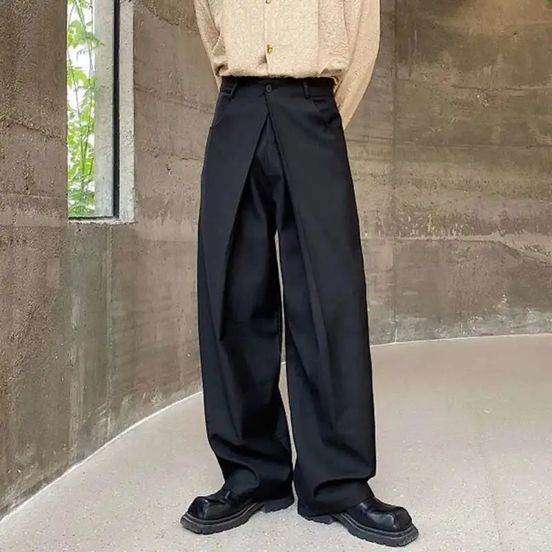 Men's Pleated Wide Leg Trousers – Loose Fit
