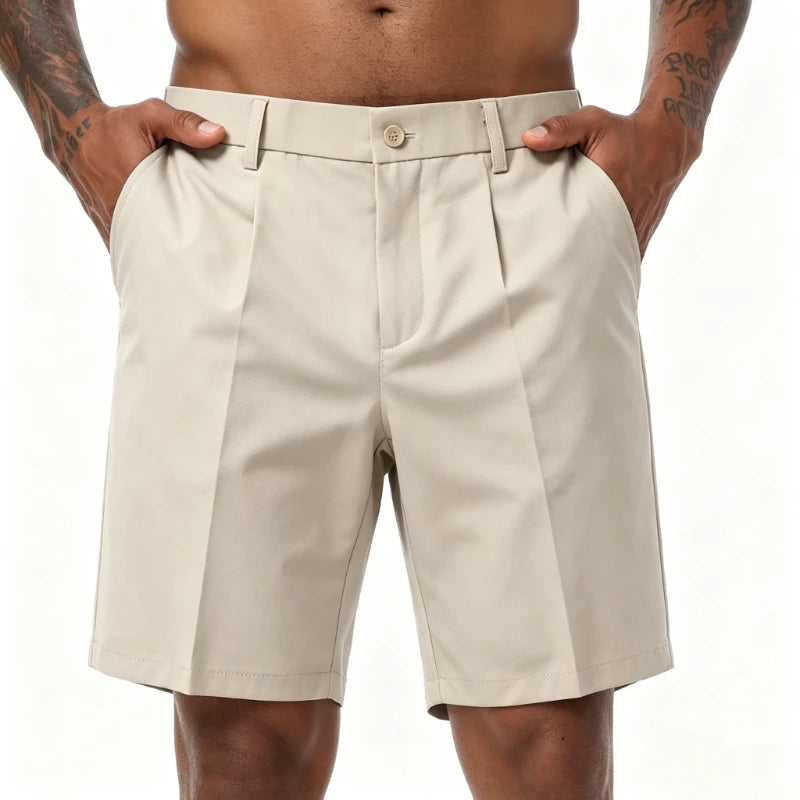 Men's Straight Leg Shorts with Button-Fastened Waist
