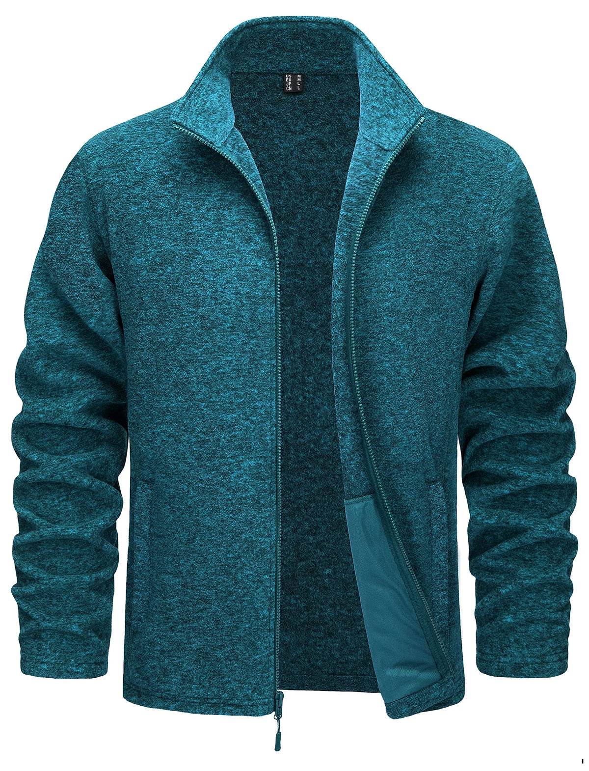 Men's Knitted Zip Cardigan – Shawl Collar, Long Sleeves and Ribbed Cuffs