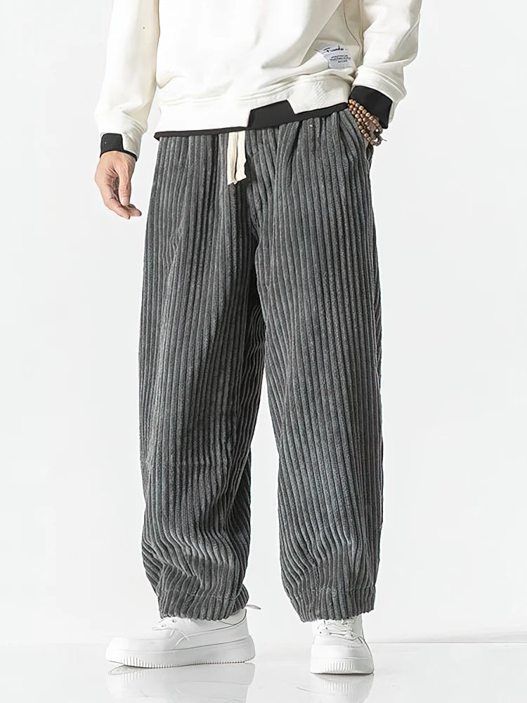 Men's Textured Joggers Loose Fit Drawstring Elasticated Cuffs