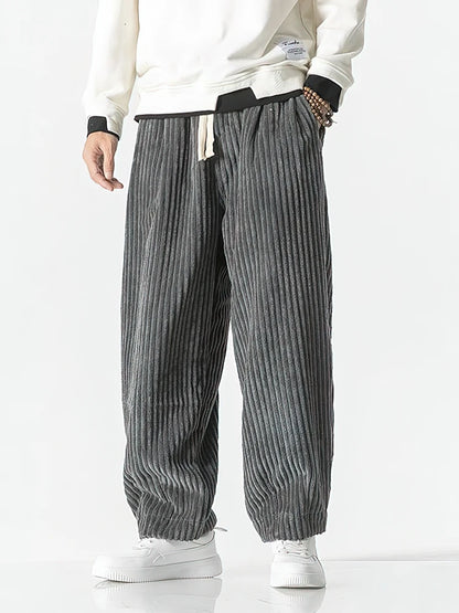 Men's Textured Joggers Loose Fit Drawstring Elasticated Cuffs