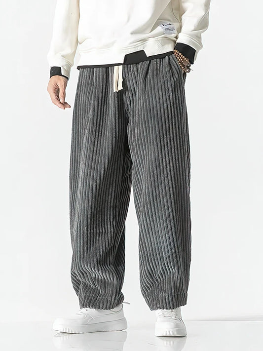 Men's Textured Joggers Loose Fit Drawstring Elasticated Cuffs