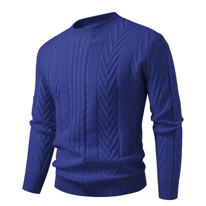 Men's Cable Knit Crew Neck Jumper with Textured Pattern