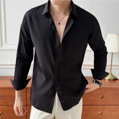 Men's Long Sleeve Button Down Shirt with Spread Collar