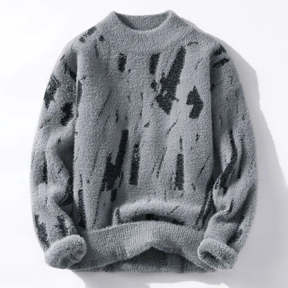 Men's Abstract Pattern Knitted Crew Neck Jumper