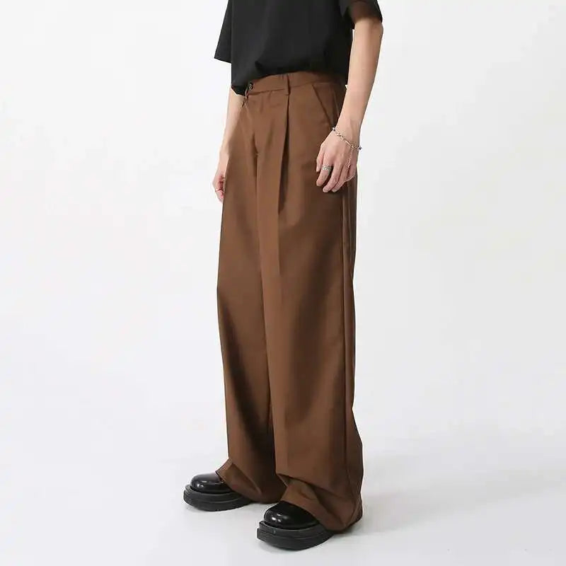 Men's Wide Leg Trousers – Loose Fit Pleated