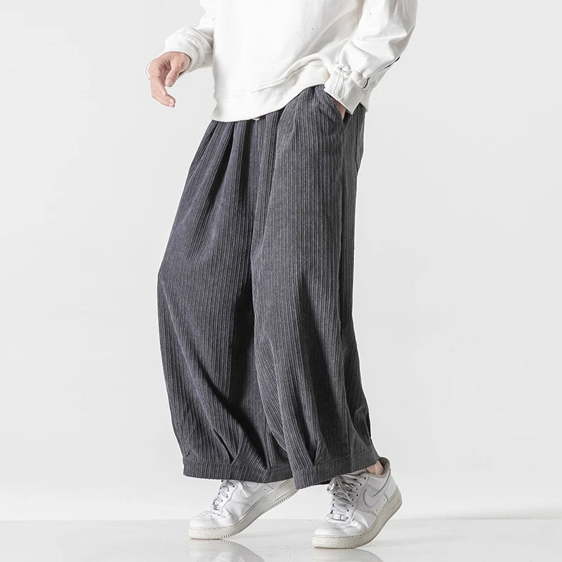 Men's Wide Leg Harem Trousers Loose Fit Drawstring Waist