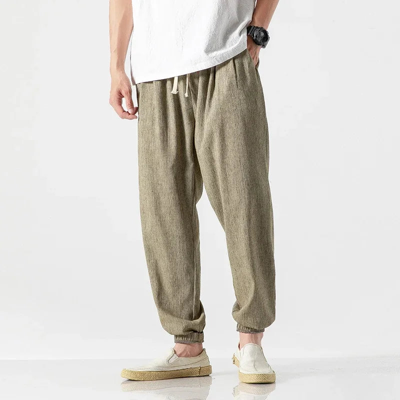 Men's Tapered Joggers with Elasticated Waist and Cuffed Hems