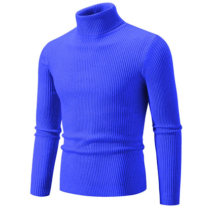 Men's Ribbed Turtleneck Jumper with Fitted Long Sleeves