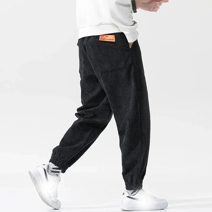 Men's Textured Trousers Relaxed Fit Drawstring Waist Joggers