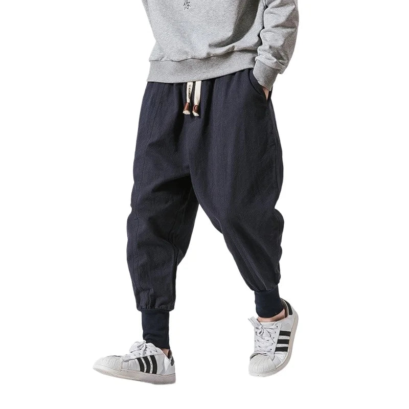 Men's Harem Joggers Loose Fit Drawstring Elasticated Cuffs