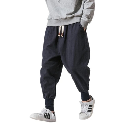Men's Harem Joggers Loose Fit Drawstring Elasticated Cuffs