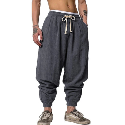 Men's Harem Joggers with Drawstring Waist and Cuffed Legs