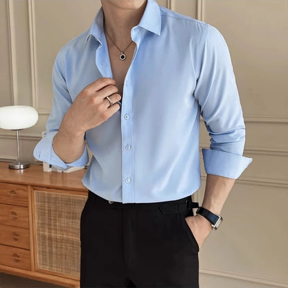 Men's Long Sleeve Button Down Shirt with Spread Collar