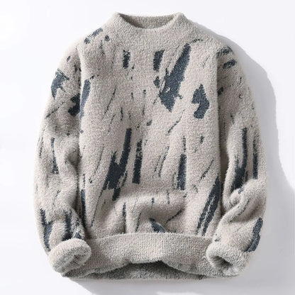 Men's Abstract Pattern Knitted Crew Neck Jumper