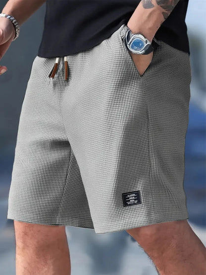 Men's Textured Shorts with Drawstring Waist and Pockets