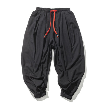 Men's Harem Trousers Loose Fit Pleated Drawstring Waist
