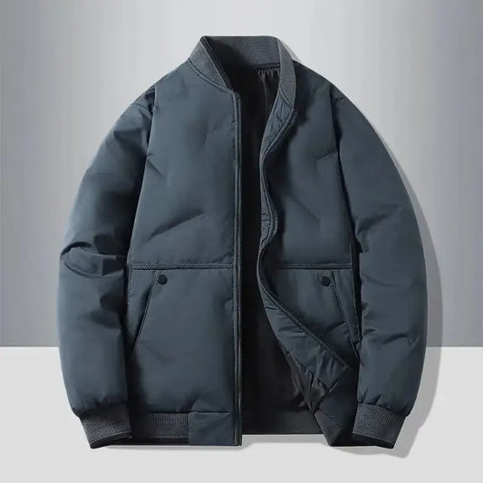 Men's Padded Bomber Jacket – Quilted Long Sleeve Zip Up Jacket with Stand Collar