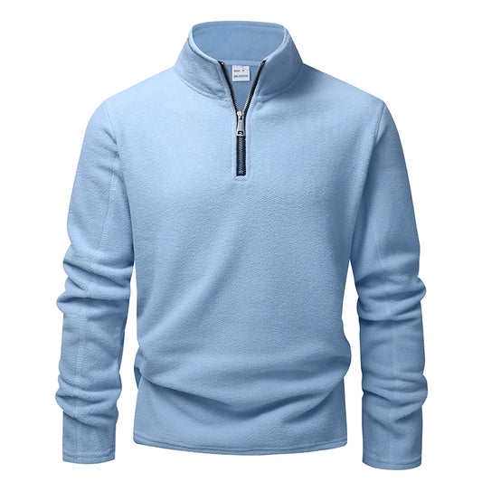 Men's Knitted Quarter Zip Jumper – Long Sleeve Stand Collar Pullover Sweater