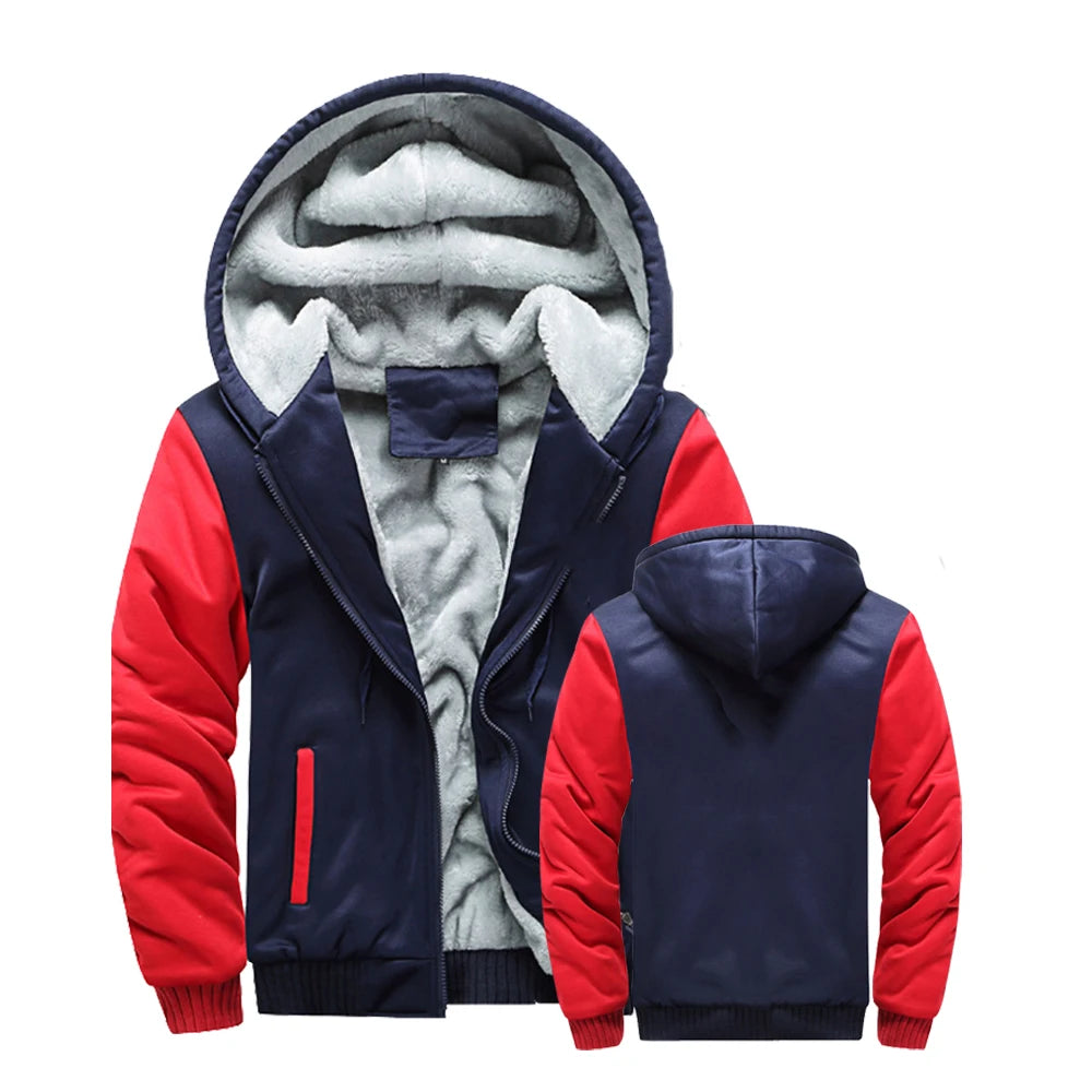 Men's Hooded Jacket – Plush Lined Full Zip Front Long Sleeve Outerwear