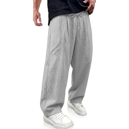 Men's Wide Leg Drawstring Trousers with Loose Fit