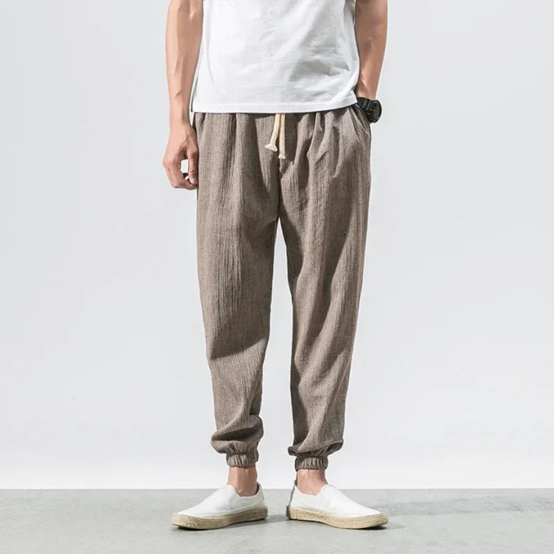 Men's Tapered Joggers with Elasticated Waist and Cuffed Hems