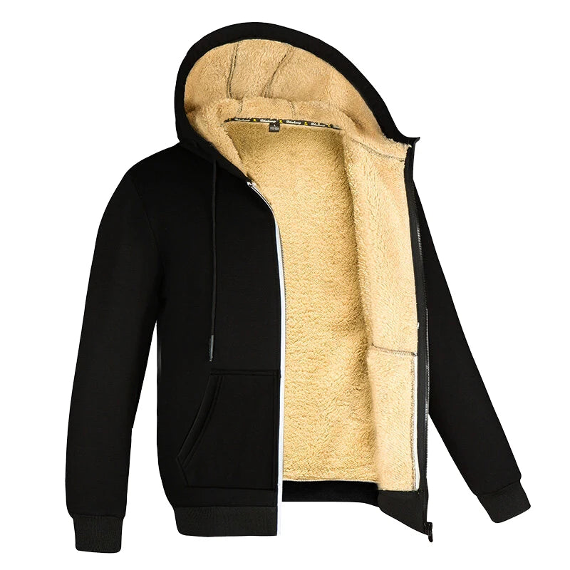 Men's Fleece Lined Hoodie – Full Zip Front Long Sleeve Hooded Jacket