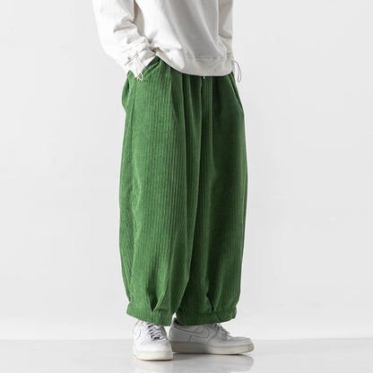 Men's Wide Leg Harem Trousers Loose Fit Drawstring Waist